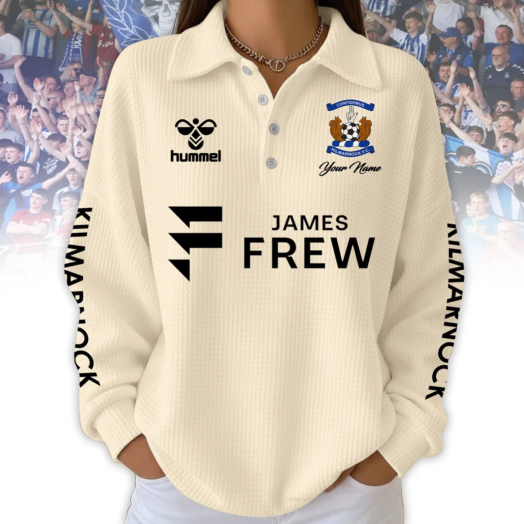 Personalized Kilmarnock FC Custom Name Royal Blue Long Sleeve Polo Sweatshirt Personalized Kilmarnock FC Custom Name Royal Blue Long Sleeve Polo Sweatshirt
