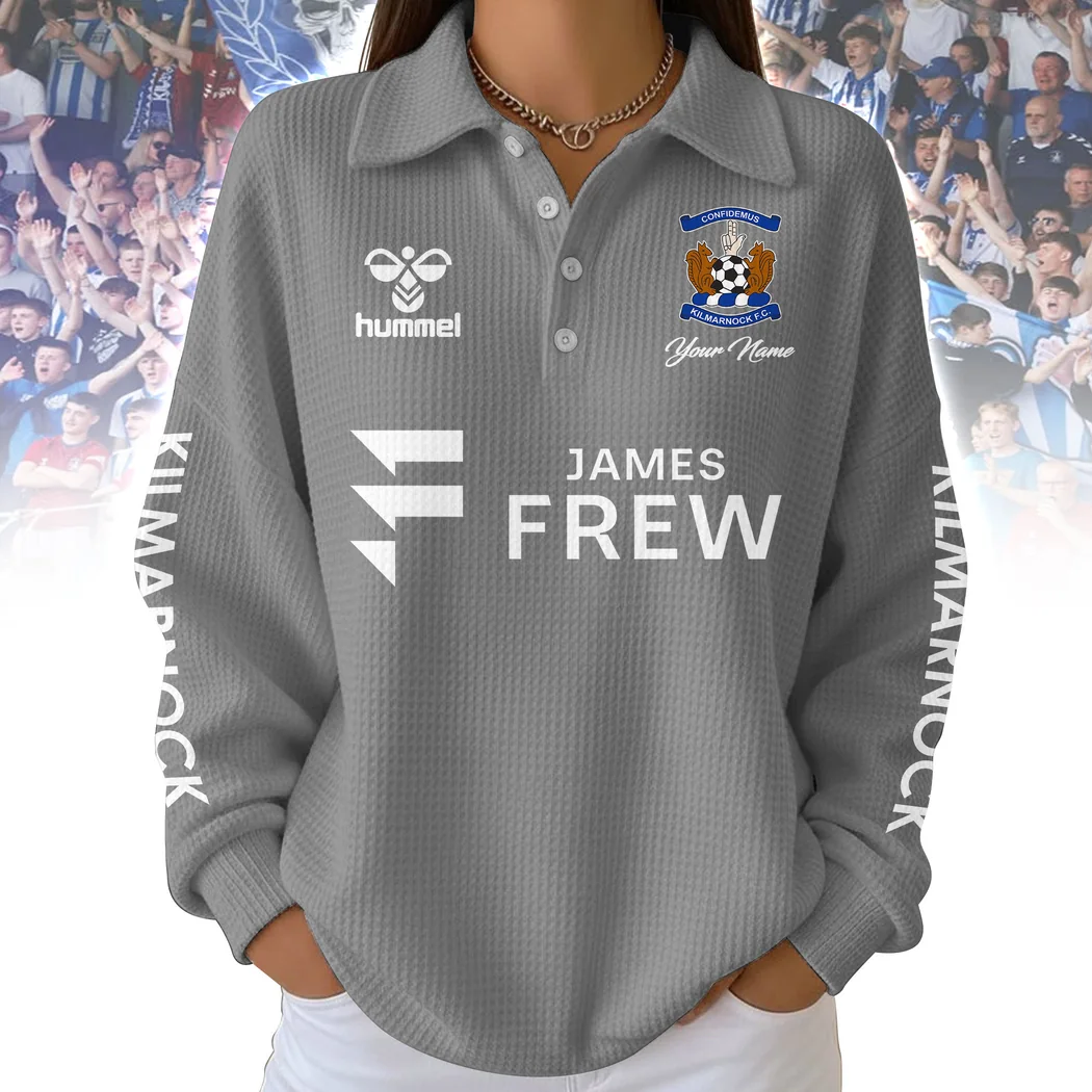 Personalized Kilmarnock FC Custom Name Royal Blue Long Sleeve Polo Sweatshirt Personalized Kilmarnock FC Custom Name Royal Blue Long Sleeve Polo Sweatshirt