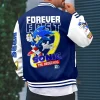 Sega Sonic the Hedgehog 35th Anniversary Forever Fast Blue and White Varsity Jacket
