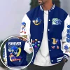 Sega Sonic the Hedgehog 35th Anniversary Forever Fast Blue and White Varsity Jacket