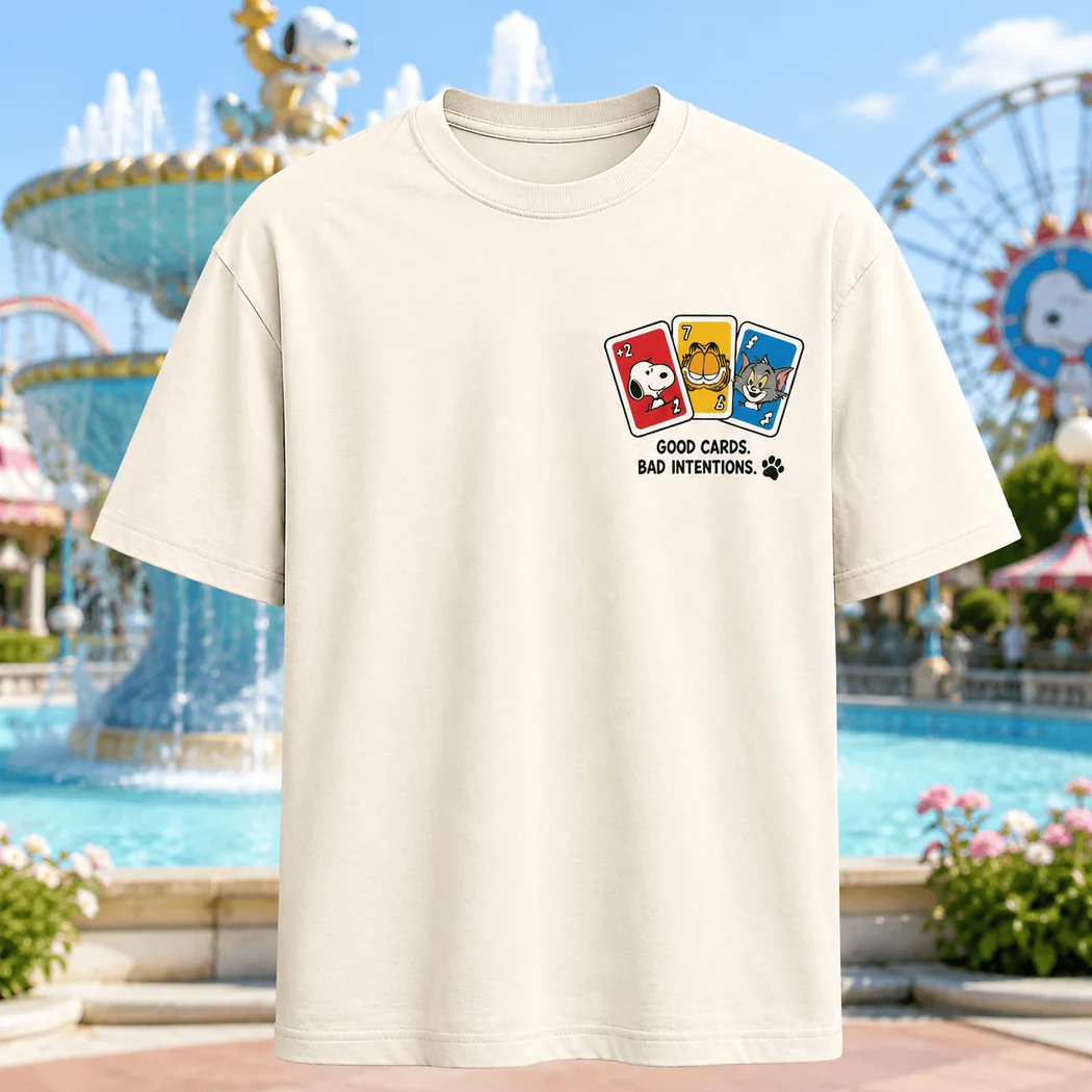 Snoopy Garfield and Tom No Friends Just Poker Face Funny Cartoon Graphic T-Shirt Snoopy Garfield and Tom No Friends Just Poker Face Funny Cartoon Graphic T-Shirt