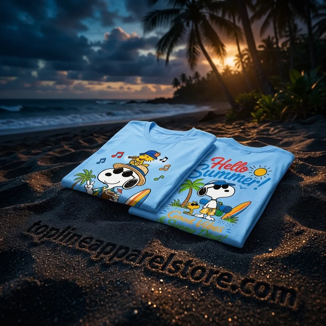 Snoopy Hello Summer Good Vibes Tropical Beach Graphic T-Shirt Snoopy Hello Summer Good Vibes Tropical Beach Graphic T-Shirt