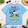 Snoopy Hello Summer Good Vibes Tropical Beach Graphic T-Shirt