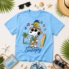 Snoopy Hello Summer Good Vibes Tropical Beach Graphic T-Shirt