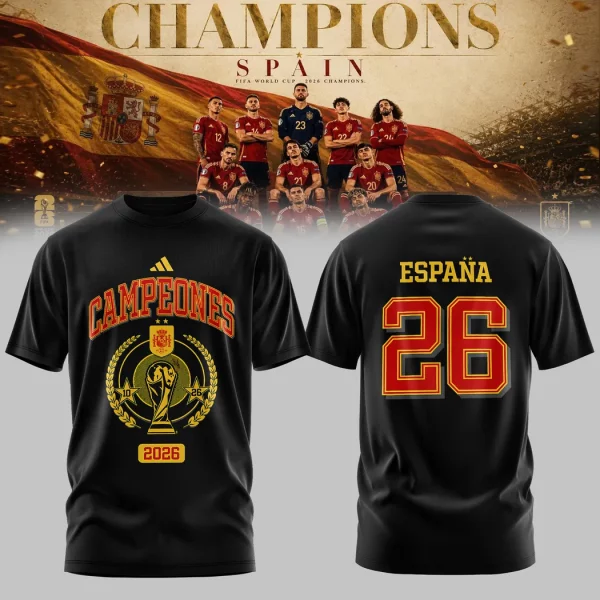 Spain National Football Team 2026 World Cup Champions Commemorative 3D T-Shirt