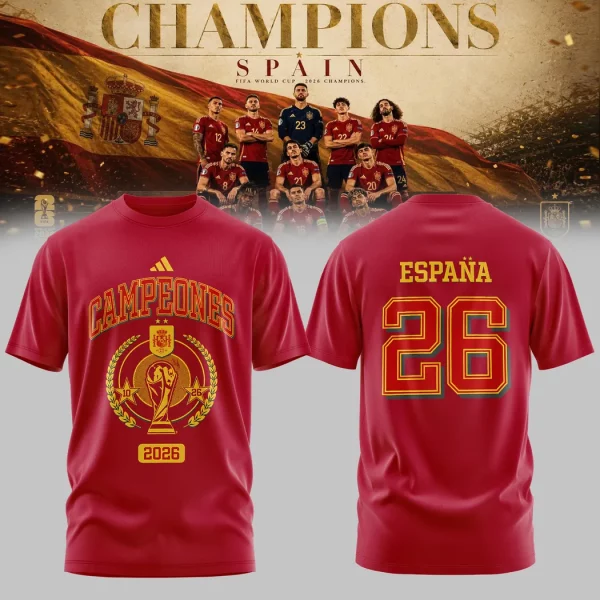 Spain Soccer 2026 World Cup Campeones Limited Edition Graphic 3D T-Shirt