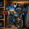 Tennessee Titans NFL Funny Raccoon Mascot Tropical Beach Summer Button Down Hawaiian Shirt