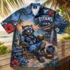 Tennessee Titans NFL Funny Raccoon Mascot Tropical Beach Summer Button Down Hawaiian Shirt