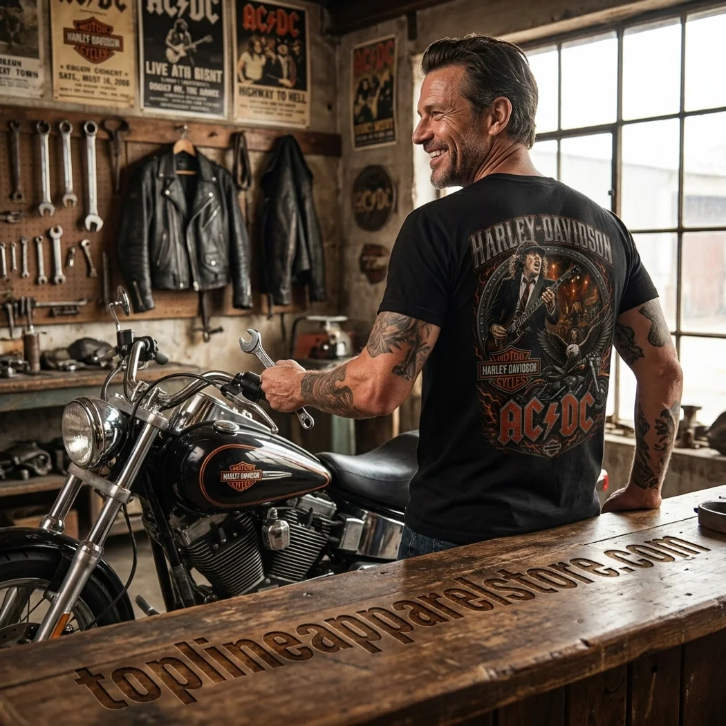 Vintage AC/DC Harley Davidson Eagle Motorcycle Rock Band Graphic T-Shirt Vintage AC/DC Harley Davidson Eagle Motorcycle Rock Band Graphic T-Shirt