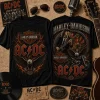 Vintage AC/DC Harley Davidson Eagle Motorcycle Rock Band Graphic T-Shirt