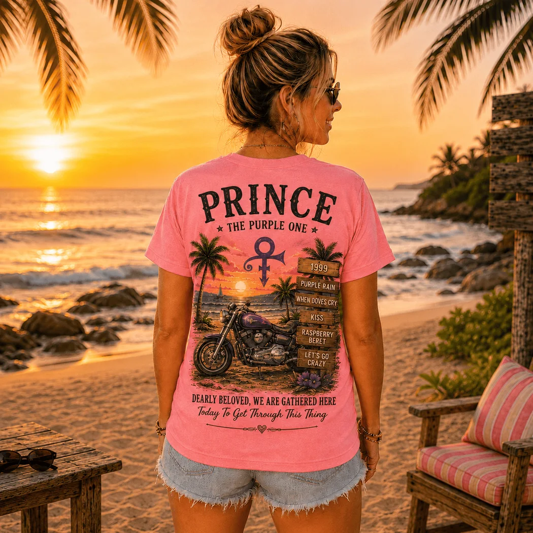 Vintage Prince Purple Rain Retro Sunset Pink Graphic T-Shirt Vintage Prince Purple Rain Retro Sunset Pink Graphic T-Shirt