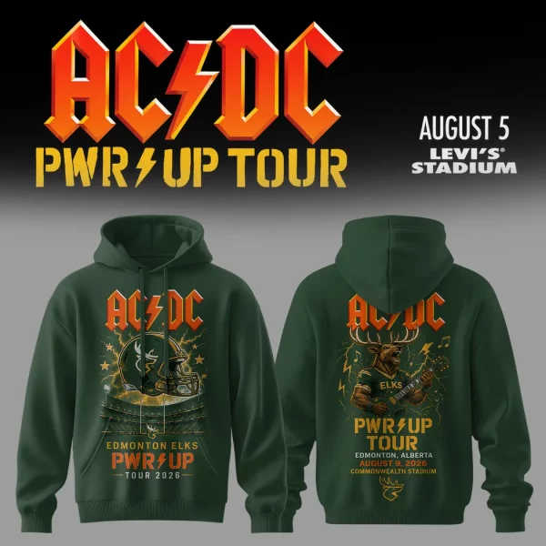 AC/DC x Edmonton Elks PWR UP Tour 2026 Commemorative Concert Graphic Pullover Hoodie