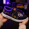 Chris Brown Team Breezy Custom Purple Black Hip Hop Graphic Slip On Loafer Shoes