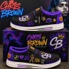 Chris Brown Team Breezy Custom Purple Black Hip Hop Graphic Slip On Loafer Shoes