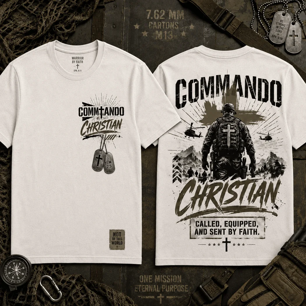 Commando Christian Warrior Called Equipped and Sent by Faith Military Graphic T-Shirt Commando Christian Warrior Called Equipped and Sent by Faith Military Graphic T-Shirt