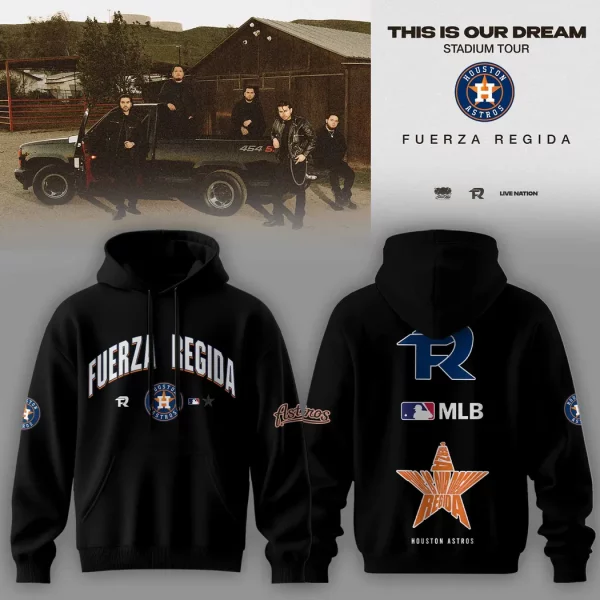 Fuerza Regida x Houston Astros Stadium Tour Commemorative Black Graphic Pullover Hoodie