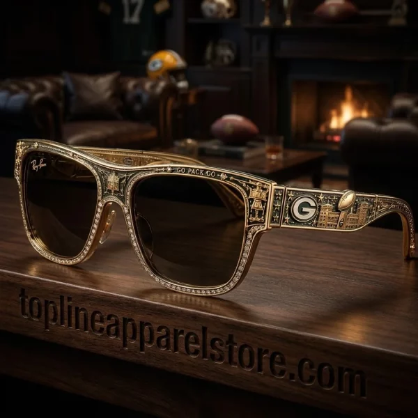 Green Bay Packers 13-Time World Champions Commemorative Gold Luxury Unisex Sunglasses