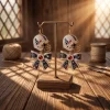 Houston Texans NFL Gold Rhinestone Football Helmet and Bow Game Day Statement Dangle Earrings