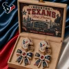 Houston Texans NFL Gold Rhinestone Football Helmet and Bow Game Day Statement Dangle Earrings