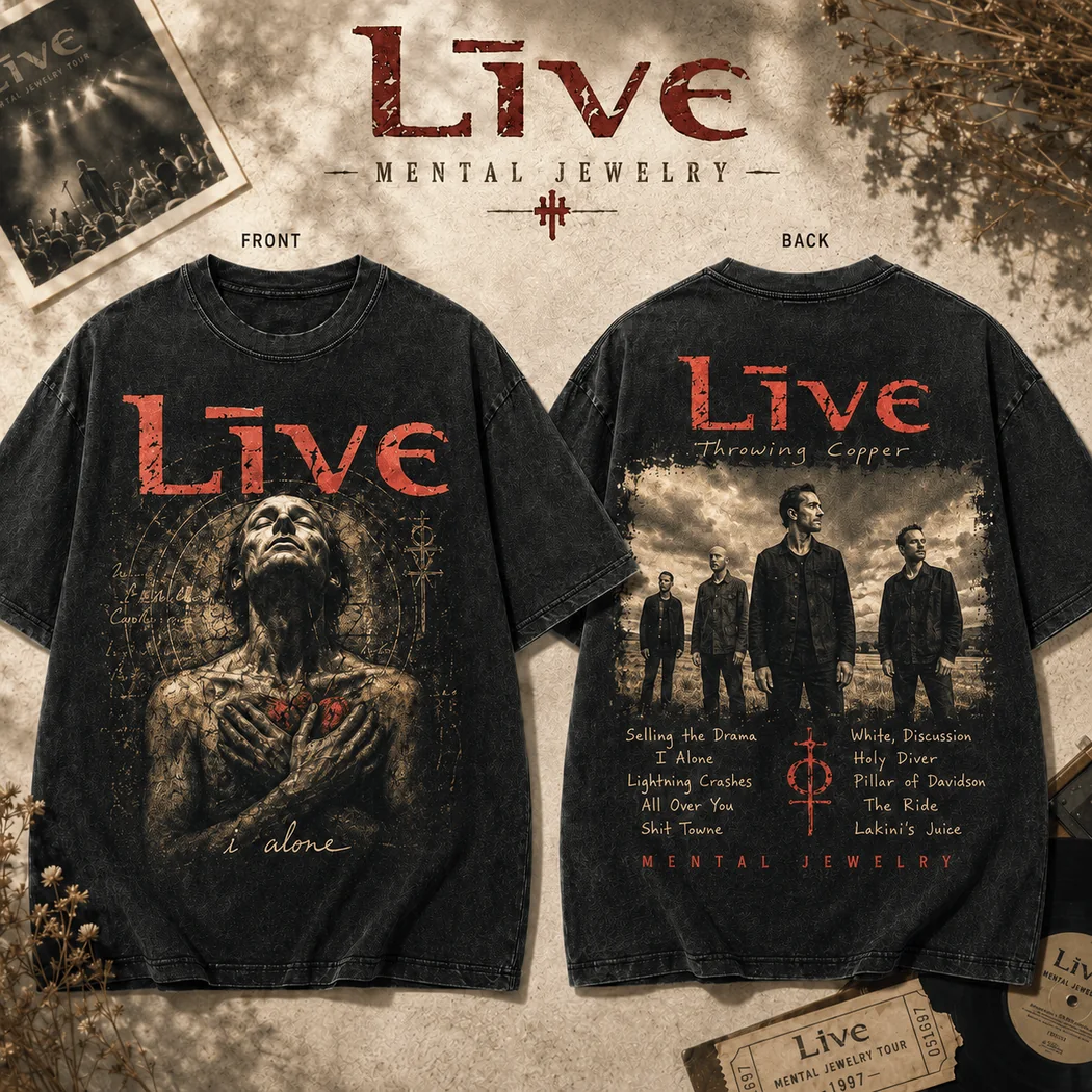 Live Rock Band Throwing Copper Mental Jewelry Vintage Washed Graphic T-Shirt Live Rock Band Throwing Copper Mental Jewelry Vintage Washed Graphic T-Shirt