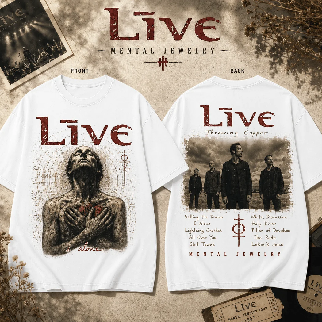 Live Rock Band Throwing Copper Mental Jewelry Vintage Washed Graphic T-Shirt Live Rock Band Throwing Copper Mental Jewelry Vintage Washed Graphic T-Shirt