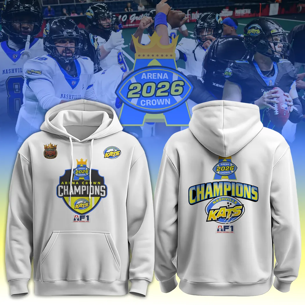 Nashville Kats AF1 Arena Crown Champions 2026 Commemorative Graphic Pullover Hoodie Nashville Kats AF1 Arena Crown Champions 2026 Commemorative Graphic Pullover Hoodie