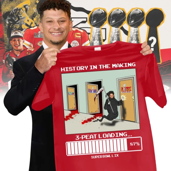 Patrick Mahomes Grim Reaper 3-Peat Loading Super Bowl LIX Kansas City Football Graphic T-Shirt