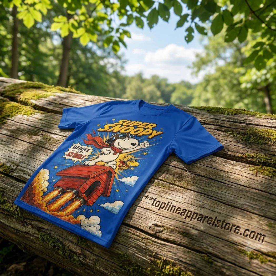 Peanuts Super Snoopy Beagle of Steel Retro Comic Art Blue All Over Print 3D T-Shirt Peanuts Super Snoopy Beagle of Steel Retro Comic Art Blue All Over Print 3D T-Shirt