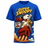 Peanuts Super Snoopy Beagle of Steel Retro Comic Art Blue All Over Print 3D T-Shirt