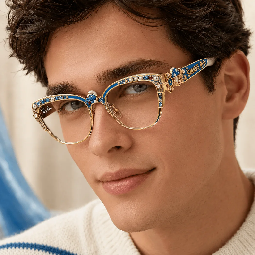 Ray-Ban x The Smurfs Limited Edition Luxury Gold Embellished Crystal Pearl Fashion Sunglasses Ray-Ban x The Smurfs Limited Edition Luxury Gold Embellished Crystal Pearl Fashion Sunglasses