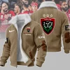 RC Toulon Rugby Personalized Red Cable Knit Print Sherpa Lined Winter Fleece Jacket
