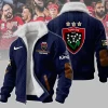 RC Toulon Rugby Personalized Red Cable Knit Print Sherpa Lined Winter Fleece Jacket