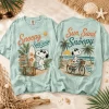 Snoopy Surf Escape Retro Sun Sand and Beach Vibes Graphic T-Shirt