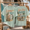 Snoopy Surf Escape Retro Sun Sand and Beach Vibes Graphic T-Shirt