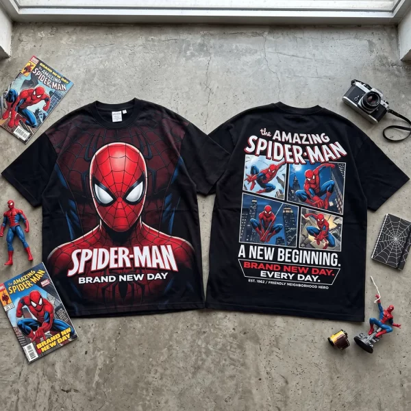 Spider-ManRetro Comic Book Double Sided Graphic 3D T-Shirt