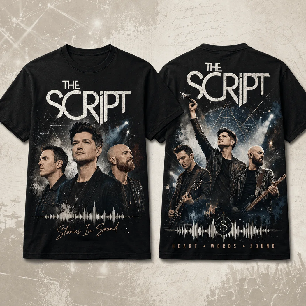 The Script Stories In Sound Alternative Rock Band Merch Live Concert Graphic T-Shirt The Script Stories In Sound Alternative Rock Band Merch Live Concert Graphic T-Shirt