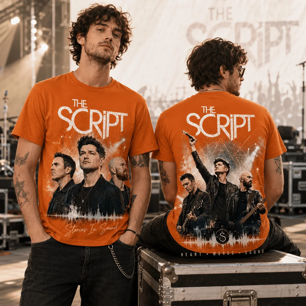 The Script Stories In Sound Alternative Rock Band Merch Live Concert Graphic T-Shirt The Script Stories In Sound Alternative Rock Band Merch Live Concert Graphic T-Shirt