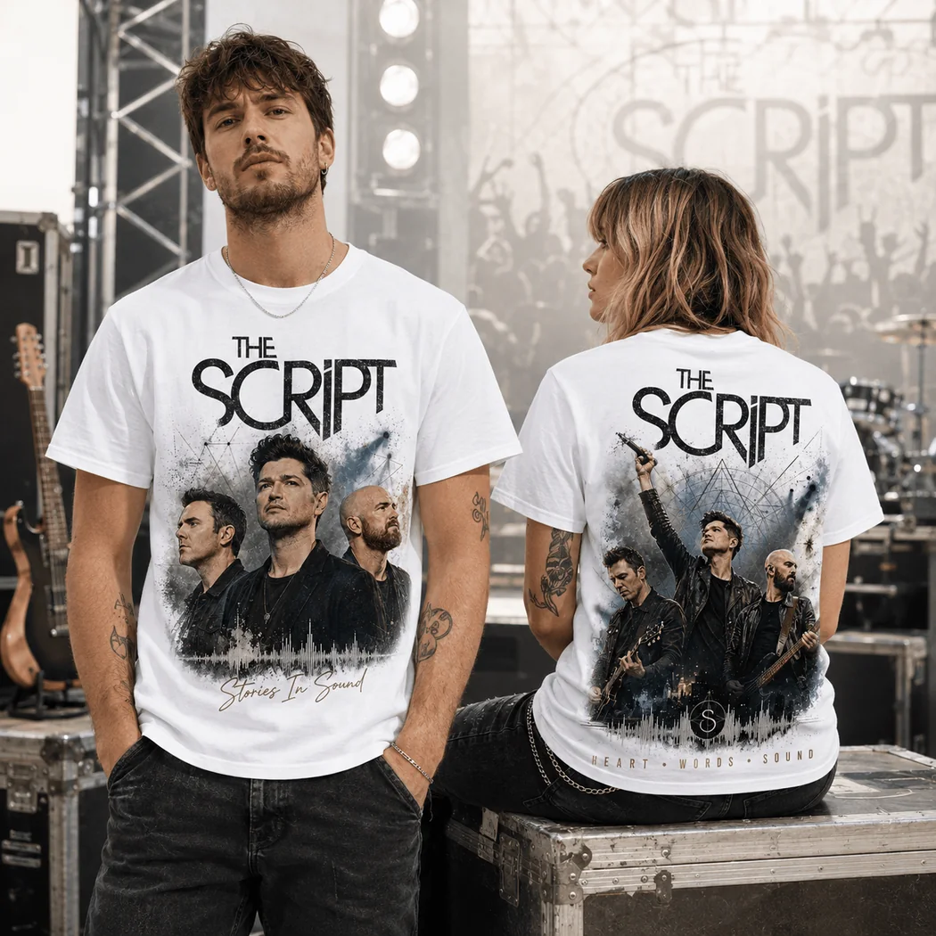 The Script Stories In Sound Alternative Rock Band Merch Live Concert Graphic T-Shirt The Script Stories In Sound Alternative Rock Band Merch Live Concert Graphic T-Shirt