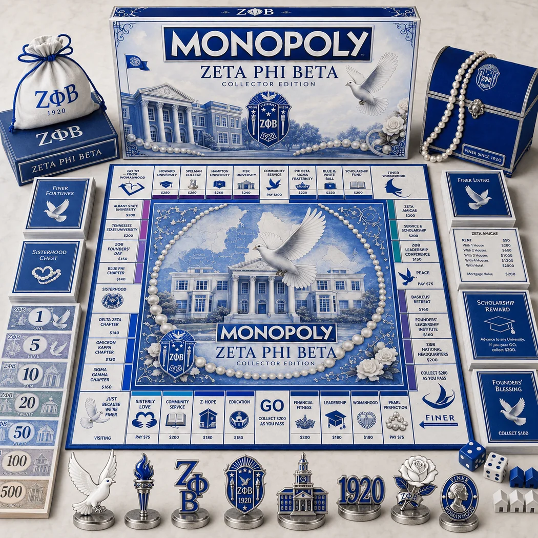 Zeta Phi Beta Collector Edition Custom Monopoly Inspired Sorority Board Game Zeta Phi Beta Collector Edition Custom Monopoly Inspired Sorority Board Game
